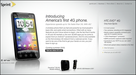 HTC EVO 4Gが6月4日に発売。