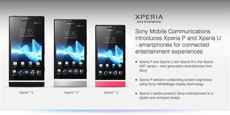 ソニモバ、Xperiaシリーズの最新モデルである「Xperia P」と「Xperia U」を発表！7月～9月に発売。