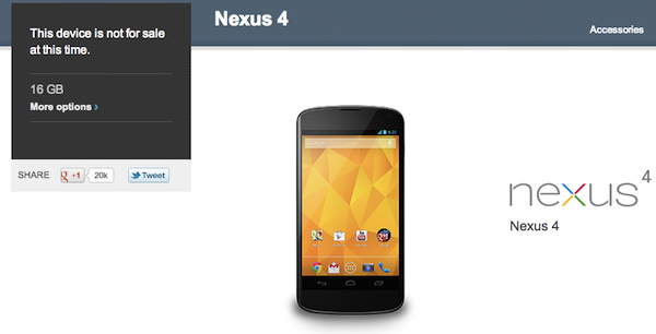 Nexus4、アメリカなどのGoogle Playストアで販売再開！