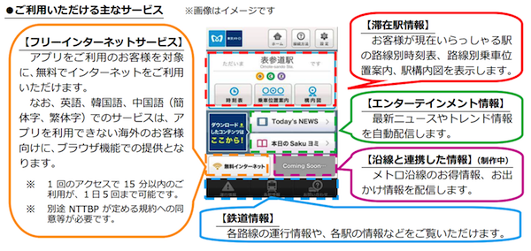 東京メトロ、無料の無線LANサービスを14日よりスタートー構内図や時刻表などを配信