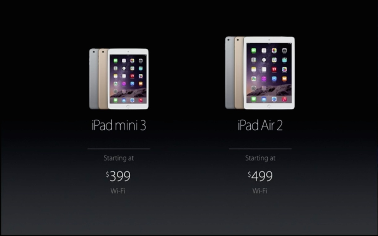 速報：iPad Air2とiPad mini 3の価格は4万2800円から！