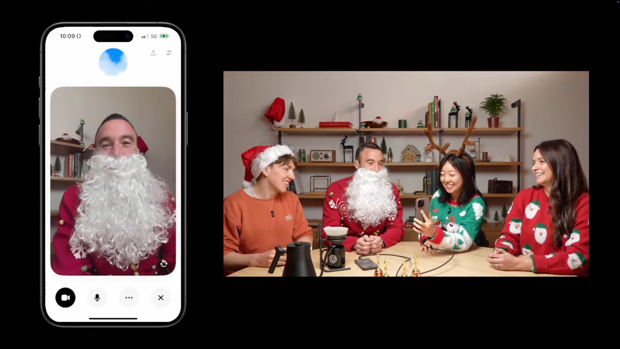 ChatGPTにサンタモード登場。高度な音声モードでビデオ入力と画面共有も可能に