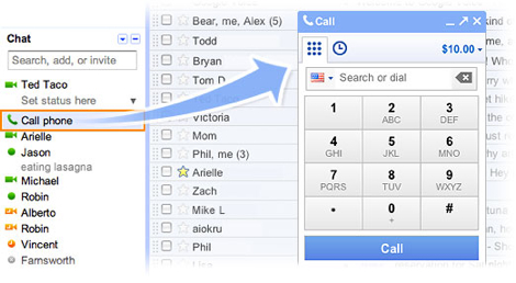 Google、Gmailから固定・携帯電話への通話機能を追加。